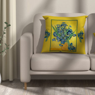 Vase with Irises , Vincent Van Gogh Throw Pillow