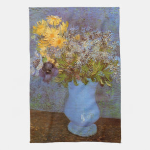 Vase with Lilacs and Daisies by Vincent van Gogh Kitchen Towel