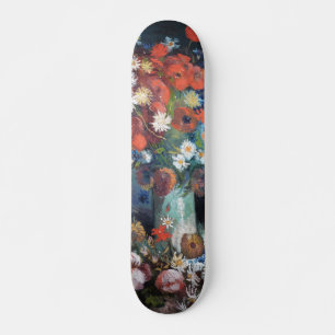 Vase with meadow flowers and roses by Van Gogh Skateboard