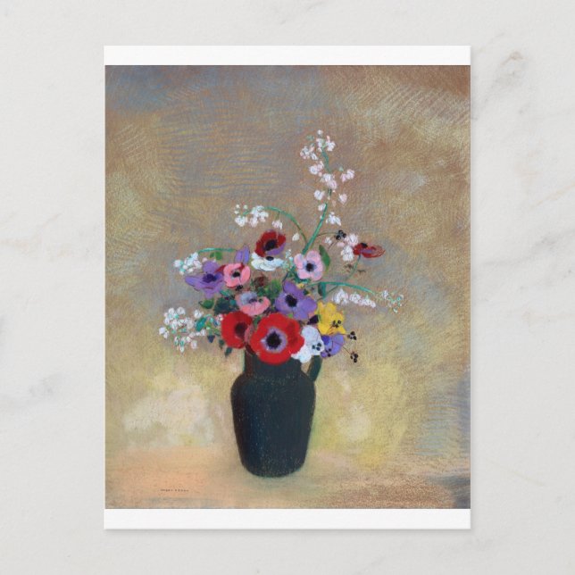 Vase with Mixed Flowers, Redon Postcard (Front)