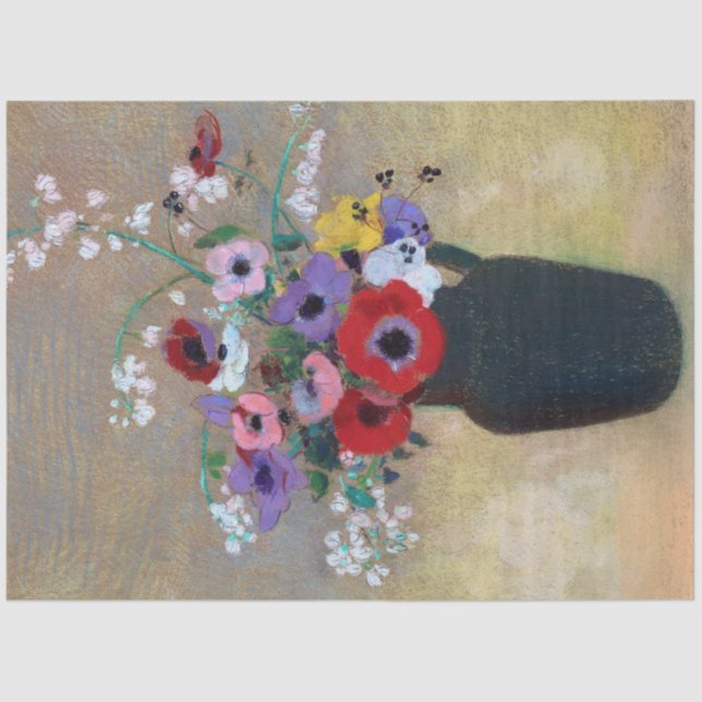 Vase with Mixed Flowers, Redon Tissue Paper (Front)