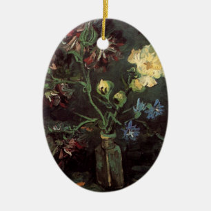 Vase with Myosotis and Peonies by Vincent van Gogh Ceramic Ornament