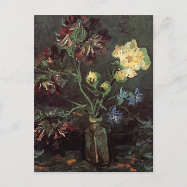 Vase with Myosotis and Peonies by Vincent van Gogh Postcard (Front)