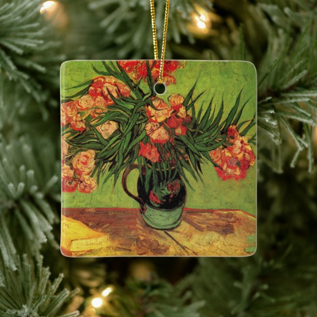 Vase with Oleanders and Books by Vincent van Gogh Ceramic Ornament (Tree)