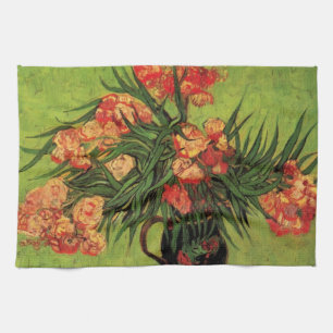 Vase with Oleanders and Books by Vincent van Gogh Kitchen Towel