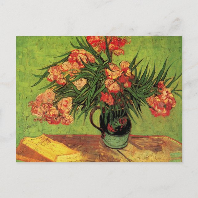 Vase with Oleanders and Books by Vincent van Gogh Postcard (Front)