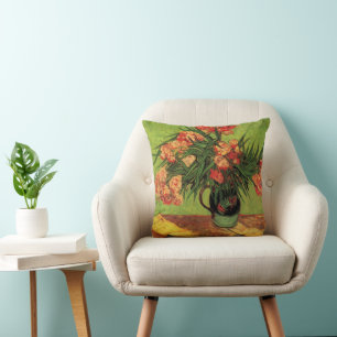 Vase with Oleanders and Books by Vincent van Gogh Throw Pillow