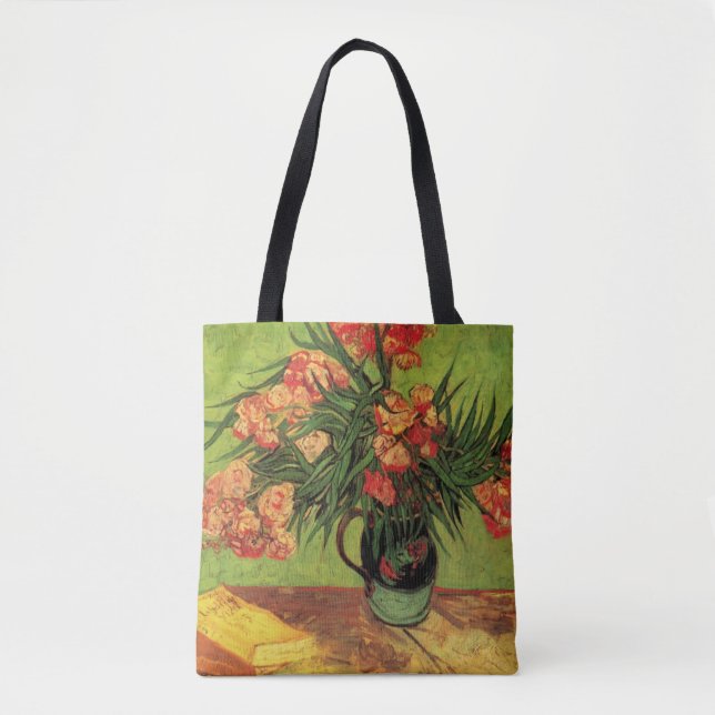 Vase with Oleanders and Books by Vincent van Gogh Tote Bag (Front)