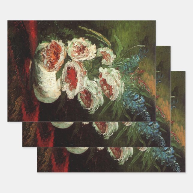 Vase with Peonies by Vincent van Gogh Wrapping Paper Sheet (Set)