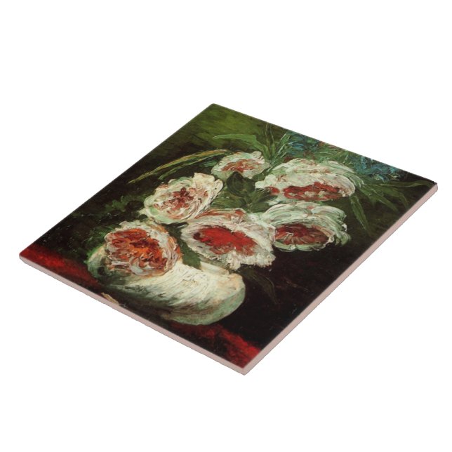 Vase with Peonies Van Gogh Fine Art Tile (Side)
