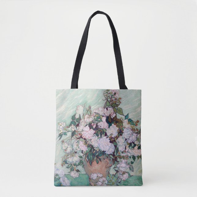 Vase with Pink Roses, Van Gogh Tote Bag (Front)