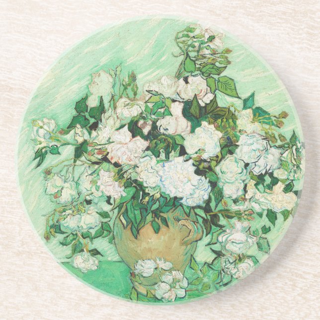 Vase with Pink Roses, Vincent Van Gogh Coaster (Front)