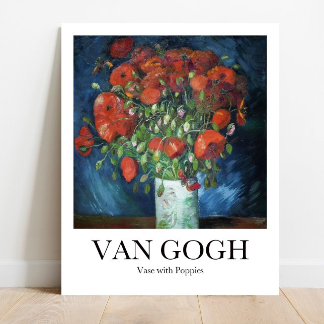 Vase with Poppies by Vincent van Gogh Poster (Iconic Van Gogh: Vibrant red poppies in rustic vase. Bold brushstrokes, museum quality art print)