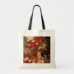 vase with poppies cornflowers peonies chrysathemum tote bag
