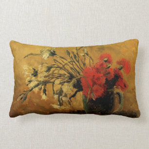 vase with red and white carnations, van Gogh Lumbar Pillow