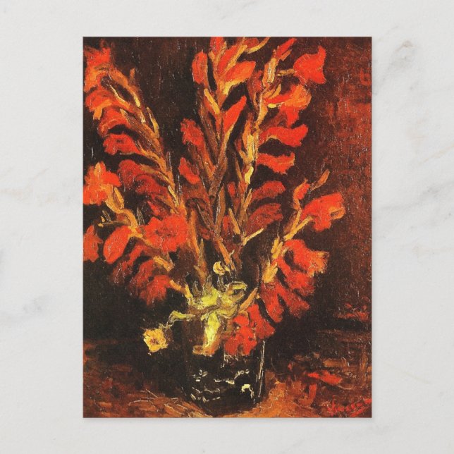 Vase with Red Gladioli Van Gogh FIne Art Postcard (Front)