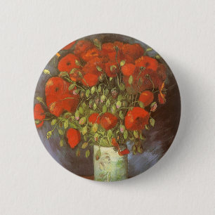 Vase with Red Poppies by Vincent van Gogh 2 Inch Round Button