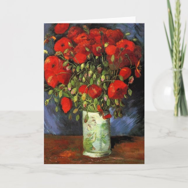 Vase with Red Poppies by Vincent van Gogh Card (Front)