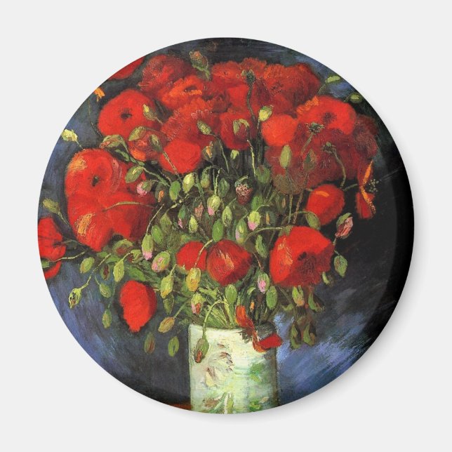 Vase with Red Poppies by Vincent van Gogh Magnet (Front)