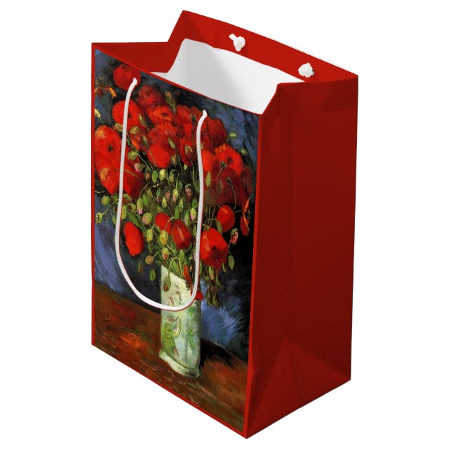 Vase with Red Poppies by Vincent van Gogh Medium Gift Bag (Front Angled)