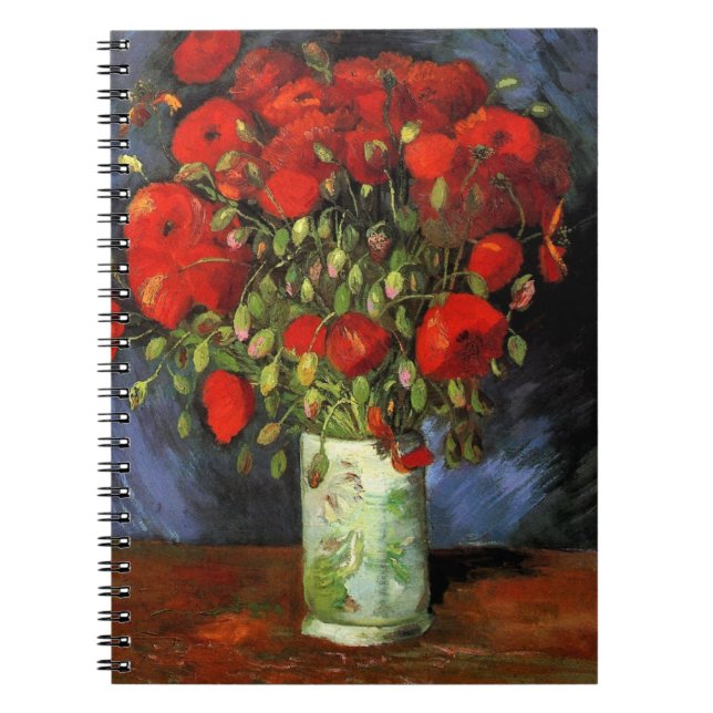 Vase with Red Poppies by Vincent van Gogh Notebook (Front)