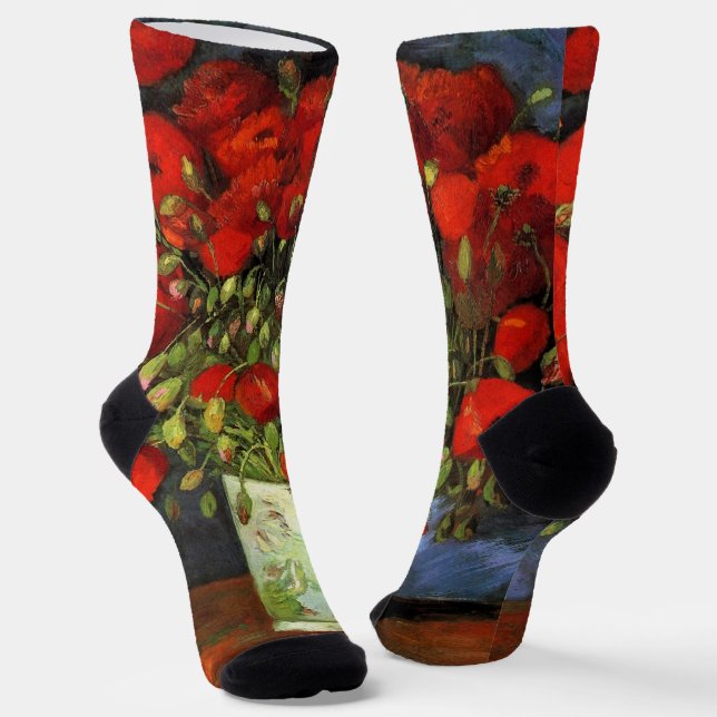 Vase with Red Poppies by Vincent van Gogh Socks (Angled)