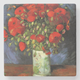 Vase with Red Poppies by Vincent Van Gogh  Stone Coaster