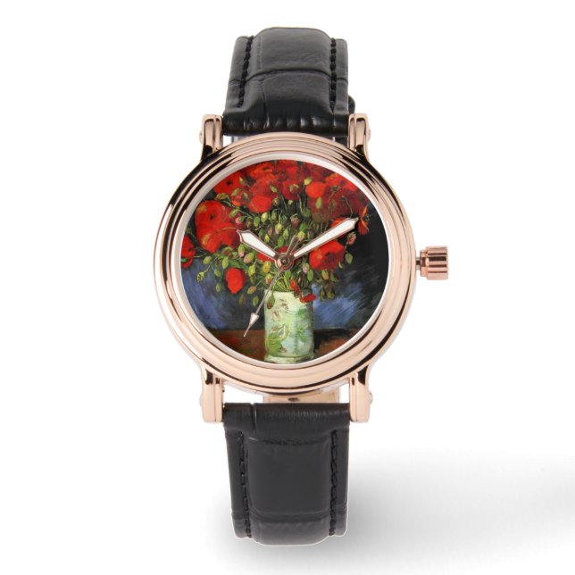 Vase with Red Poppies by Vincent Van Gogh Watch (Front)