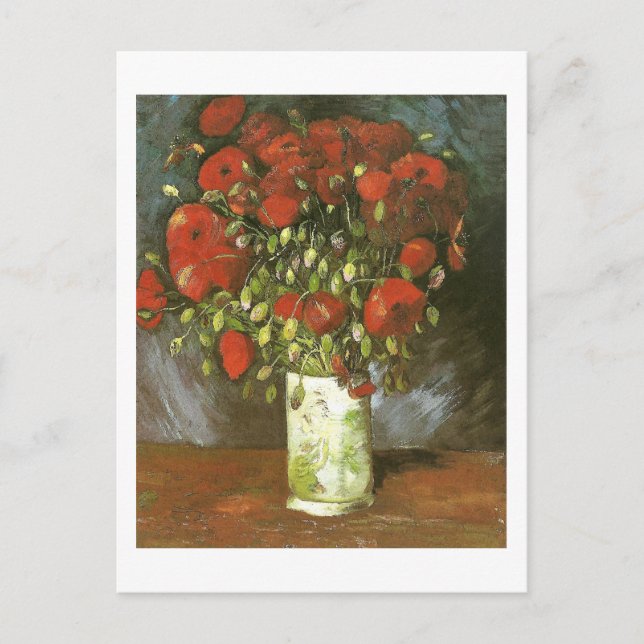 Vase With Red Poppies (F279)Van Gogh Fine Art Postcard (Front)
