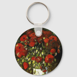 Vase with Red Poppies Van Gogh Fine Art Keychain
