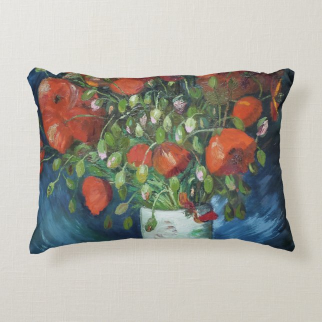 Vase with Red Poppies Vincent van Gogh  Accent Pillow (Front)