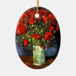 Vase with Red Poppies Vincent van Gogh Ceramic Ornament
