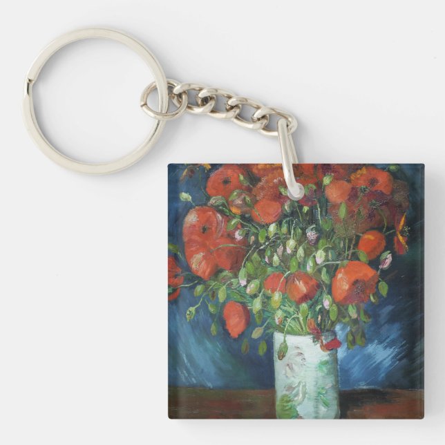 Vase with Red Poppies Vincent van Gogh   Keychain (Front)