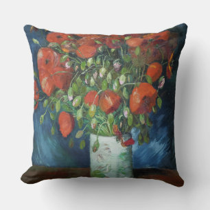 Vase with Red Poppies Vincent van Gogh    Throw Pillow