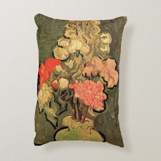 Vase with Rose Mallows by Vincent van Gogh Accent Pillow (Back(Vertical))