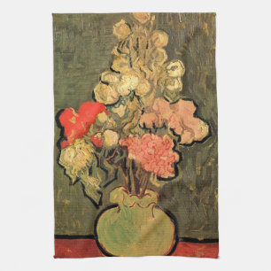Vase with Rose Mallows by Vincent van Gogh Kitchen Towel