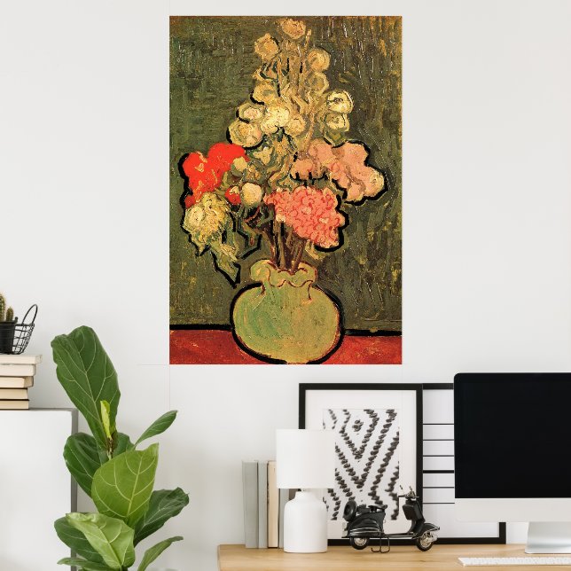Vase with Rose Mallows by Vincent van Gogh Poster (Home Office)