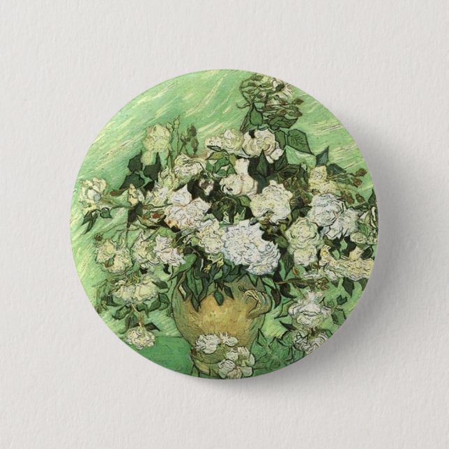 Vase with Roses - Van Gogh 2 Inch Round Button (Front)
