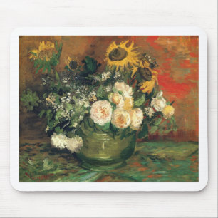 "Vase with Sunflowers, Roses and Other Flowers" Mouse Pad