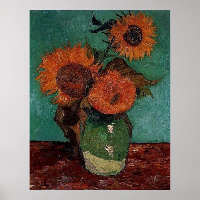 vase with three sunflowers, van Gogh Poster (Front)