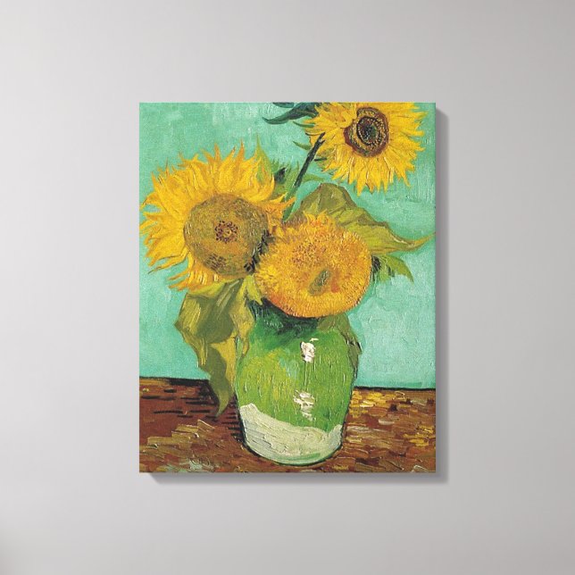 Vase with three sunflowers, Vincent van Gogh Canvas Print (Front)