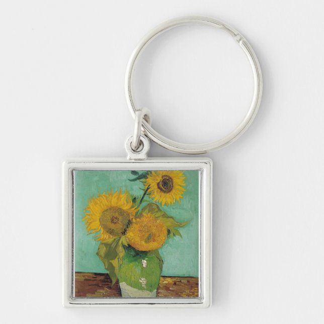 Vase with three sunflowers, Vincent van Gogh Keychain (Front)