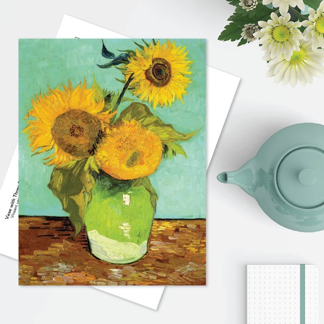 Vase with Three Sunflowers Vincent van Gogh Postcard (Creator Uploaded)