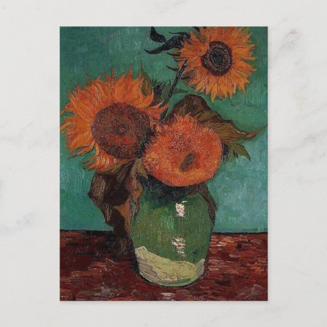 Vase with three sunflowers,Vincent van Gogh Postcard (Front)