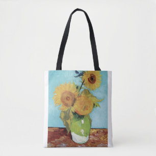 Vase with Three Sunglowers 1888 by Vincent van Gog Tote Bag