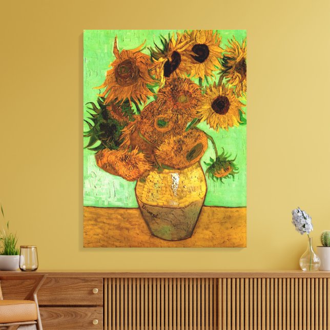 Vase with Twelve Sunflowers by Vincent van Gogh Canvas Print (Insitu(LivingRoom))