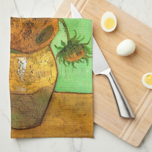 Vase with Twelve Sunflowers by Vincent van Gogh Kitchen Towel (Quarter Fold)