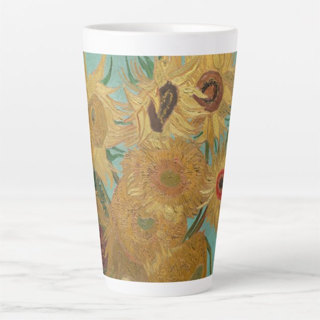 Vase with Twelve Sunflowers by Vincent van Gogh Latte Mug (Front)