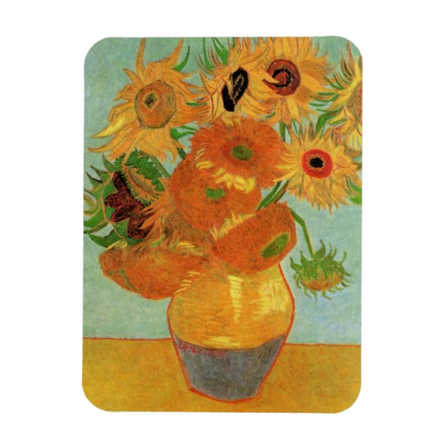 Vase with Twelve Sunflowers by Vincent van Gogh Magnet (Vertical)