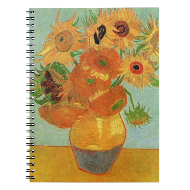 Vase with Twelve Sunflowers by Vincent van Gogh Notebook (Front)